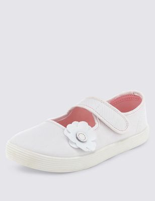 Kids&#39; Riptape Floral Appliqu&eacute; Plimsolls with New & Improved Fit